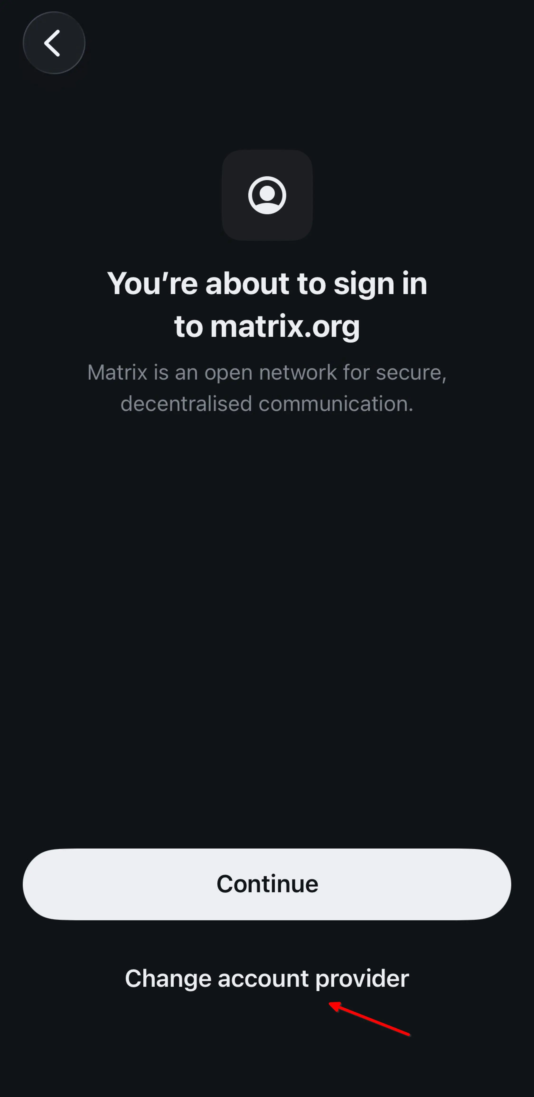 Step 2: Tap Change account provider