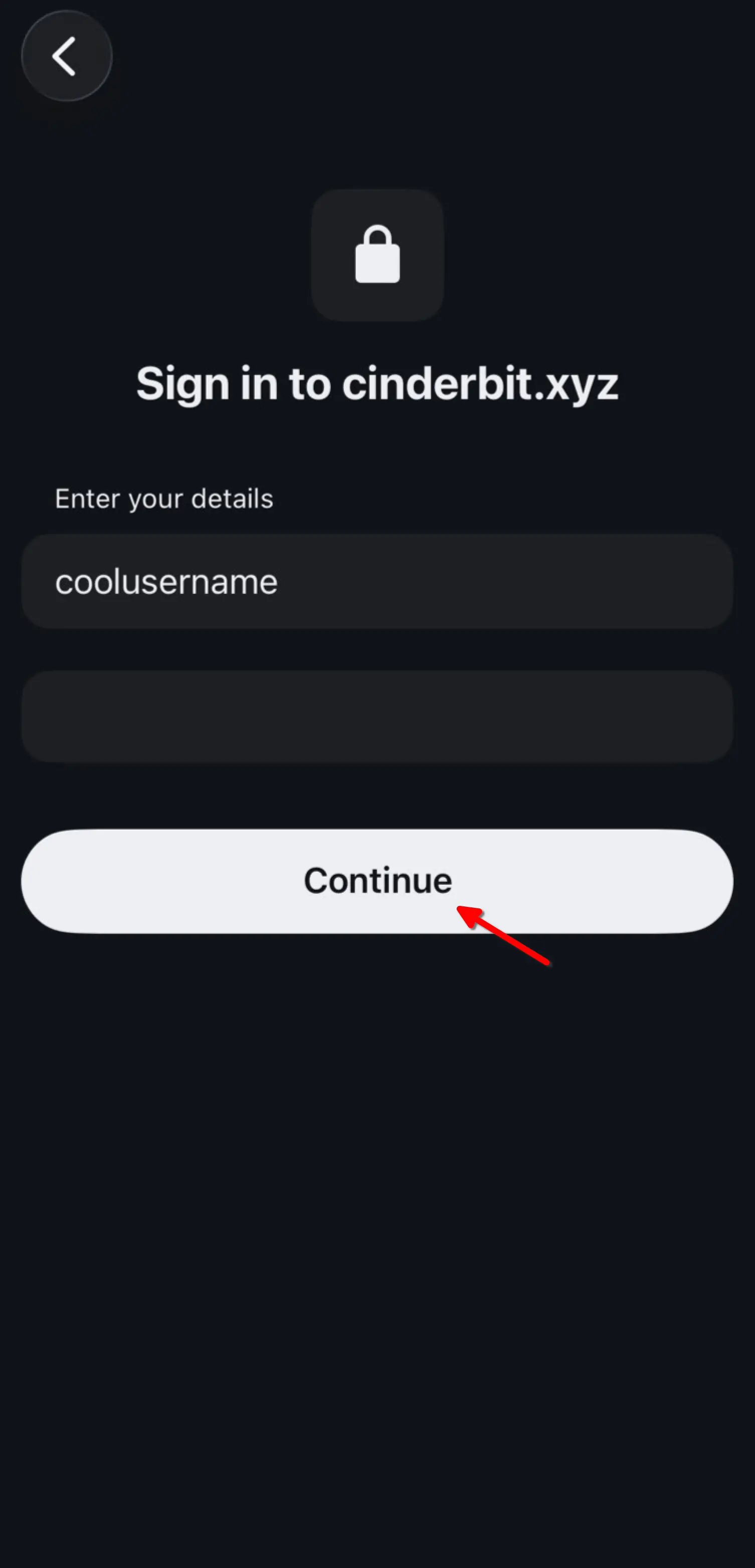 Step 5: Enter credentials and tap Continue